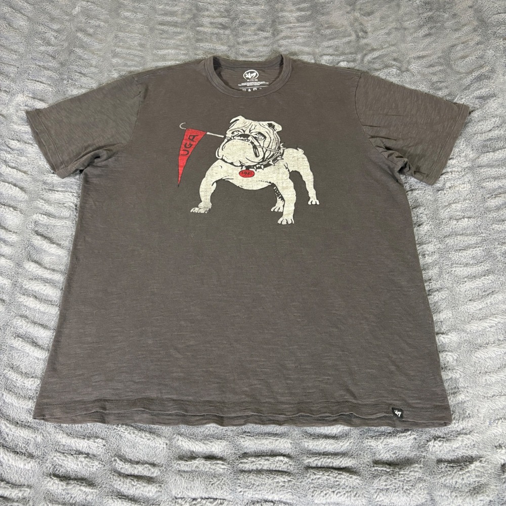 47 Brand Georgia Bulldogs UGA Graphic T-Shirt Mens XL Charcoal Gray Slub Cotton